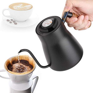フロースパウトと温度計のバリスタの標準グースネックコーヒーケトル